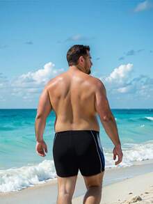 Manfinity Swimmode Plus Size Men's Beach Vacation Casual Printed Swim Trunks