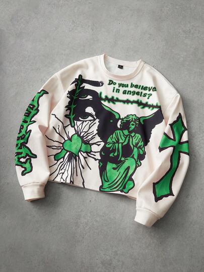 PAVTROS Sudadera con capucha de estilo callejero popular para hombres con estampado digital de ángel de oración y corazón, adecuada para festivales de música al aire libre, discotecas, regalo para novio/esposo, regalo de aniversario