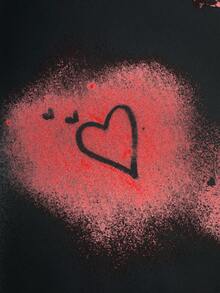 STEELVANCE 男士INS风高端小众心形印花连帽衫，适合情人节、个性化英文户外音乐节、夜店、男友/老公礼物、周年纪念礼物，白色 - 黑色 - 查看 2