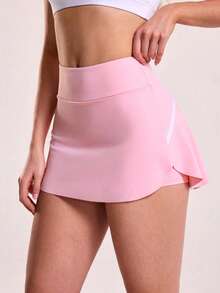 Sovereign Charm Quần váy thể thao ngoài trời đơn sắc có viền xếp nếp cho nữ, đa năng - Hồng - Xem 3