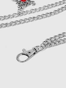 ROMWE Grunge Punk 1件装女士星形装饰多层裤链 - 銀色紅色水鑽十字架雙層鏈條褲鏈 - 查看 4