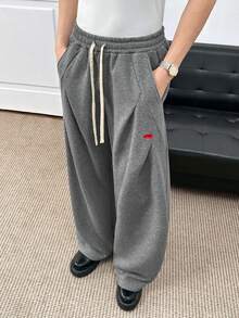 ESTAVOR 男士时尚宽松灰色弯刀运动裤 - 灰色 - 查看 4