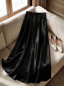 SHEIN 2件套少女褶皱腰身黑色亮片修身迷你裙