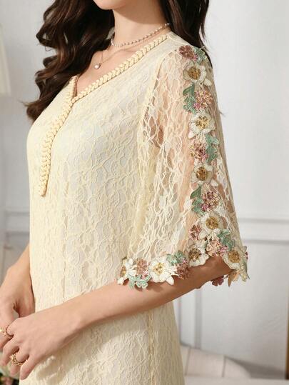 Al Najma 女士简约休闲蕾丝边阿拉伯风格连衣裙