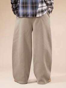 SUMWON Casual Loose Fit Sweatpants With Logo Detail And Drawstring Waist For Tween Boys - Mocha Brown - View 2