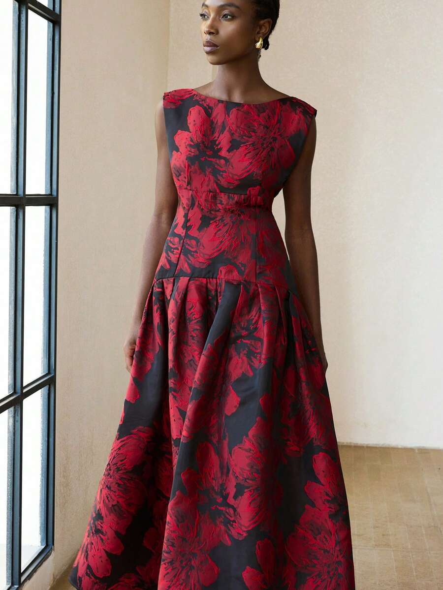 Aveloria Modichic Vestido elegante de corte ceñido sin mangas con diseño jacquard versátil y de moda