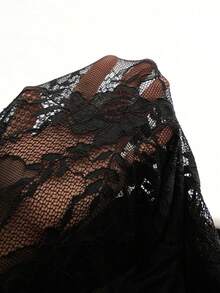 MaterniChic Maternity Clothes Maternity  Dress Summer Pregnant Clothes Black Maternity Dress With High Elasticity Lace, Elegant Party Look Maternity Contrast Lace Off-Shoulder Long Sleeve Fitted Elegant Dress Elegant Dresses For Party - Black - View 7