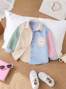 SHEIN Áo khoác thường ngày dệt kim phối màu tương phản cho bé gái (2 chiếc bán riêng), thích hợp cho đi chơi, mua sắm, mùa xuân/thu, đi học và các dịp khác. - Màu be - Xem 4