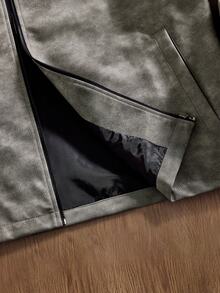 EASEVO Plus Size Men Casual Vintage Distressed Jacket - Grey - View 10