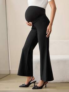 MaterniWear 孕妇纯色弹力腰优雅百搭喇叭裤