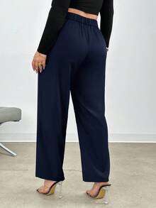 SHEIN Frenchy Pantalones de traje de unicolor talla grande para otoño/invierno - azul real - Ver 2