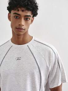 TOKVUE Conjunto de camisetas casuales para hombres con estampado y decoración de pespuntes, adecuado para uso diario y citas, un gran regalo para el novio - Gris - Ver 6
