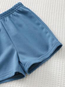 Cozy Pixies 2件套男婴卡通图案针织柔软圆领短袖上衣和松紧腰裤套装 - 彩色 - 查看 3