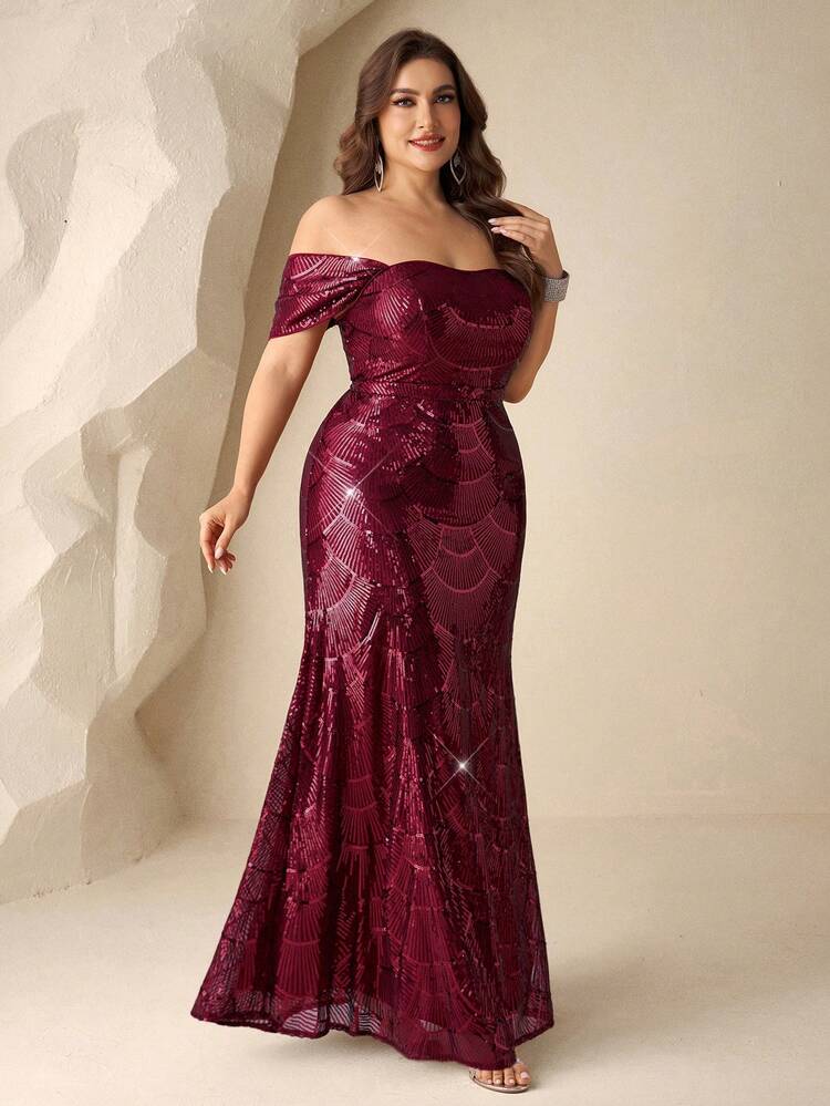 plus size prom dresses burgundy Burgundy Lace & Satin Mermaid Plus Size Prom Dress