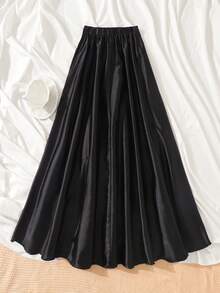 SHEIN 2件套少女褶皱腰身黑色亮片修身迷你裙