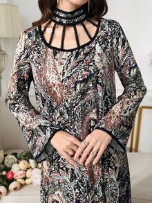 Yasmyna 保守度假印花女士阿拉伯连衣裙 - 彩色 - 查看 4