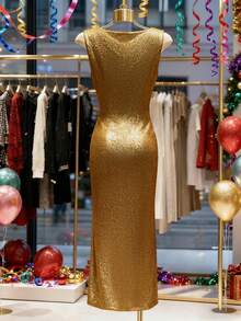 Franclia 女士优雅无袖长款派对连衣裙，秋冬季