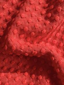 Swim Chiccia 女士夏季沙滩套装，纯色提花面料吊带性感比基尼套装，饰有贝壳金属装饰 - 紅色 - 查看 6