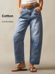 Bohemela Women's Casual Vacation Woven Denim Harem Pants