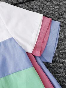 SHEIN 3件套儿童青少年男童休闲舒适撞色纯色立领宽松短袖梭织衬衫套装，买二送一，包含白色衬衫、蓝色衬衫、粉色衬衫，适合春夏、郊游、情人节、约会、旅行、度假、家庭聚会、返校、婚礼、正式活动、运动、生日派对、洗礼等场合。 - 彩色 - 查看 6