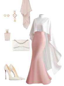 Franclia Elegant Fashion Spaghetti Strap Dress With Detachable Cape Shawl - Pink - View 1