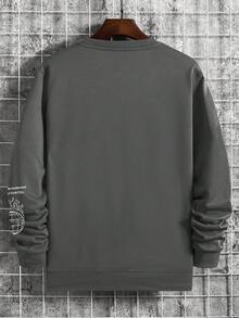 Manfinity Homme Men's Casual Printed Long Sleeve Sweatshirt - Dark Grey - View 2