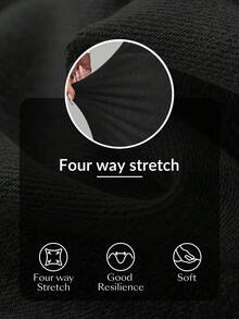 SHEIN PETITE Quần jean denim nữ cạp cao, ống rộng, có túi, dáng rộng, thoải mái - màu đen - Xem 6