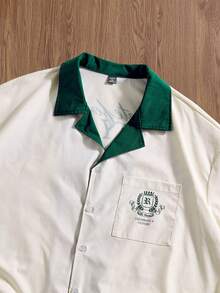 EASEVO Plus Size Men's Contrast Color Collar Short Sleeve Shirt Streetwear Men Shirt Academia Clothes Men - Apricot - View 6