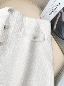 GlowEve CURVE Váy xếp ly trang trí màu trơn thanh lịch dành cho nữ cỡ lớn - trắng - Xem 3