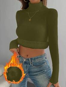 Franclia 时尚百搭高领厚款无缝修身长袖针织毛衣，百搭秋冬