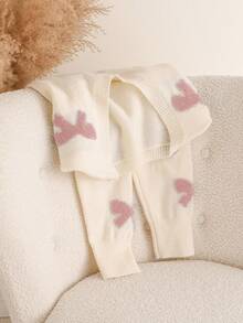 CosyJoli Áo len dài tay cổ chữ V màu hồng họa tiết nơ, cỡ lớn, thích hợp cho mùa thu/đông. - Hồng - Xem 4