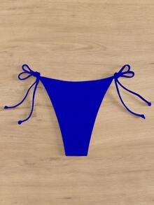 SHEIN Swim Women's Fashionable Simple Solid Color Bikini Bottom Summer - Royal Blue - View 2