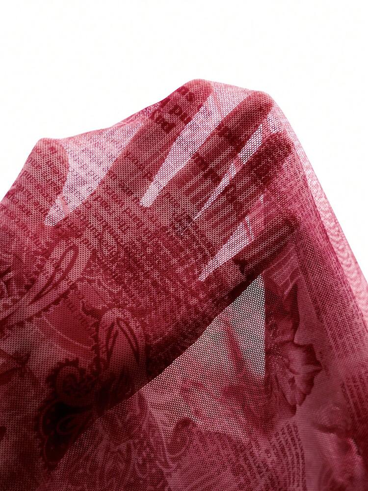 MaterniChic Maternity Floral Print Patchwork Ruffle Trim Fitted Elegant Camisole Dress - Hot Pink - View 6