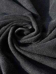 Comfortcana Plus Size Short Sleeve Washed Cotton T-Shirt, Spring Crop Tops - Black - View 8