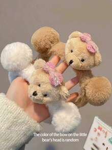 Joivida 1PC Fluffy Plush Bear Hair Band For Women Soft Polyester Headband Cute Simple Design Perfect For Facial Washing Mask Skincare Routine Novelty Hair Accessory Single Pack Fashion Hair Styling Gift - Multicolor - View 5