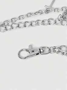 ROMWE Grunge Punk 1 pieza Cadena de pantalón con decoración de estrella para mujer - Cruz de Calavera de Plata Cadena Doble Cadena de Cintura - Ver 4