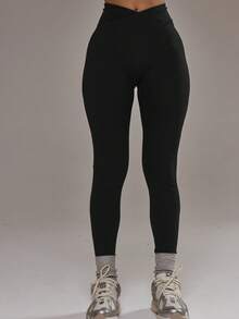 Musera Sport Cross Front Leggings Co-Ord Bottom Only Padel Autumn Fall Winter Activewear Sport Gym Workout Alloy - Black - View 3