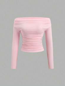 Conjunto de 4 piezas para mujer: Blusa de manga larga hombros descubiertos, blusas cortas entalladas, cómodas y amigables con la piel, versátil y estilizador,para uso al aire libre, sexy, adecuada para boda, cita, Navidad, San Valentín, vuelta al colegio, ropa de mujer para otoño/invierno - 4PCS - Ver 7