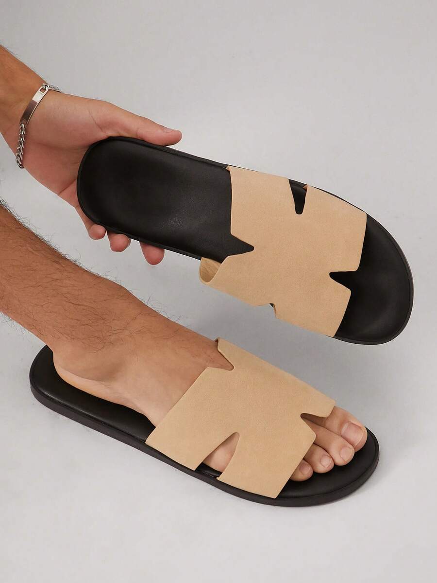 SHUZIA Dép lê nam bằng da PU gia cường, bền chắc, thoải mái. - Màu be - Xem 1