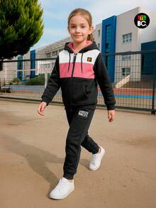 Big City Youth Pants Girl's Set Plush Sheepskin Plush Fashion! - 粉色 - 查看 1