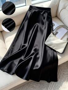 SHEIN 2件套少女褶皱腰身黑色亮片修身迷你裙