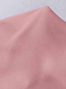 SHEIN LUNE 大码女式撞色V领长袖休闲衬衫 - 粉色 - 查看 7
