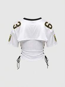 ROMWE Street Life 2件套 女士街头风数字印花运动露脐上衣和抹胸上衣 - 白色 - 查看 2