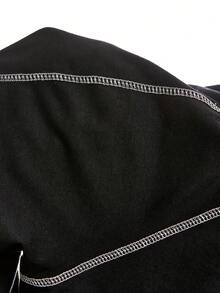 LYSMO 黑色背心,白色對比拼接車縫,威孚袖設計 - 黑色 - 查看 7