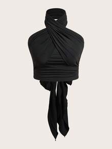 Truni 大码女士优雅纯黑色百搭露背吊带背心，多穿款式，适合约会、通勤、日常穿着/2026/新年 - 黑色 - 查看 4