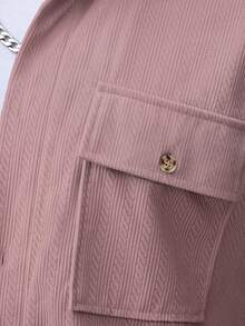 Manfinity Homme 2 piezas Conjunto de camisa de trabajo de pana para hombres Conjunto casual de dos piezas para hombres Conjunto de traje de ocio de 2 piezas para hombres Conjunto de chándal de 2 piezas para hombres - Rosa - Ver 3