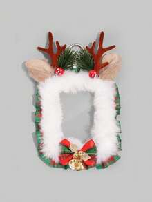 ROMWE Kawaii 1pc Cute Christmas Reindeer Card Holder, Plush Bow Bag Charm, 3-Inch Decorative Card For Autumn/Winter Atmosphere - red-green - View 9