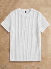 HIMLAND 3pcs Pack Men's Plain Round Neck Rib-Knit Leisure Short-Sleeved T-Shirt - Green - View 13