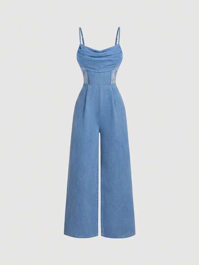 Sweetra Peto vaquero minimalista de unicolor y casual para mujer