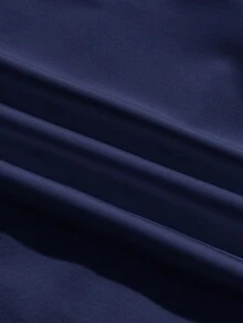 Attitoon Casual Retro Style, Minimalist Style, College Style Black NY Letter Placement Print Pattern, NY Logo Pattern, Women's Casual Fashion Print Polo Collar, Versatile Long Sleeve T-Shirt, Suitable For Autumn/Winter, Airport Outfit Carnival - Navy Blue - View 7